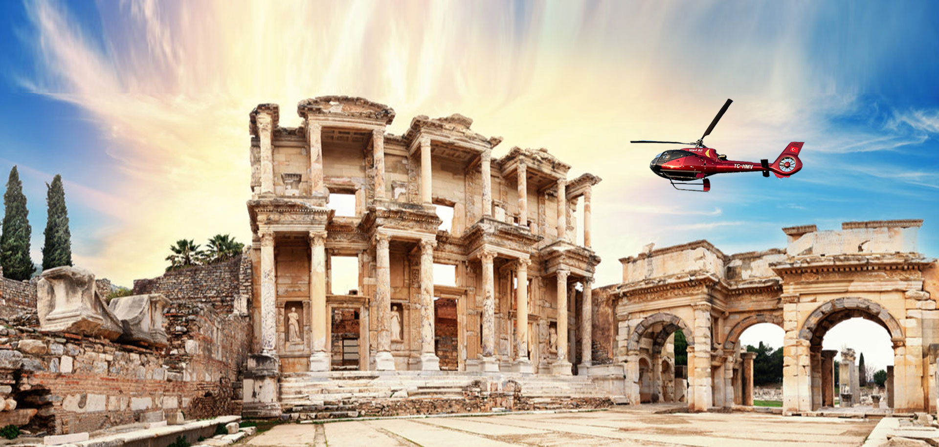 Bodrum to Ephesus Excursion Helicopter Flight with Mavi Air